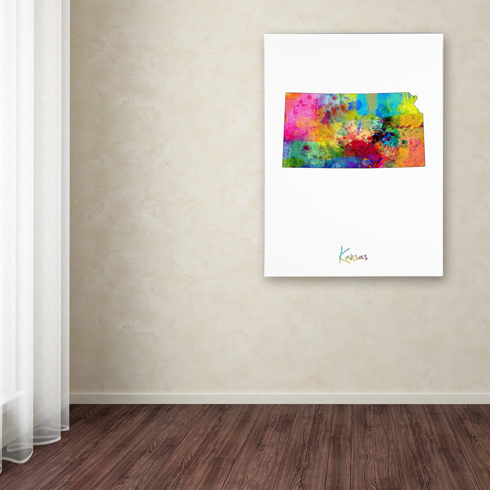 Trademark Fine Art "Kansas Map" Canvas Art by Michael Tompsett