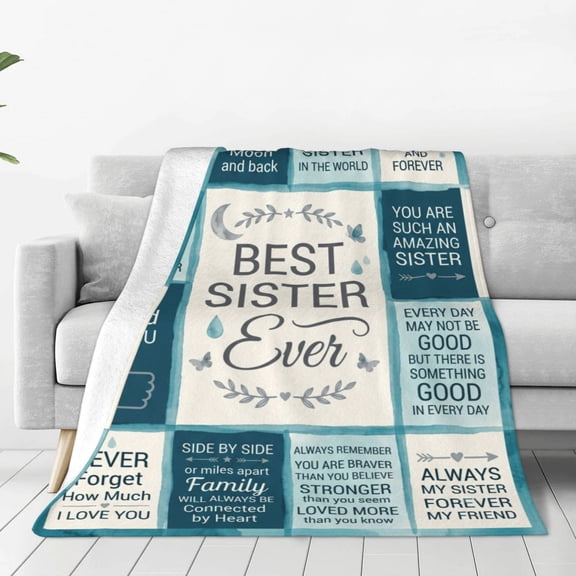 Sister Blanket, Birthday Gift Blanket for Sister, Adult Sister Gifts from Sis Brother, Soft Flannel Cozy Throw Blanket 50x40