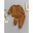 thumbnail image 2 of Bagilaanoe 2Pcs Newborn Baby Girl Boy Long Pants Set Long Sleeve Pullover Tops+ Trousers 6M 12M 18M 24M Infant Warm Plus Velvet Thickening Clothes, 2 of 9