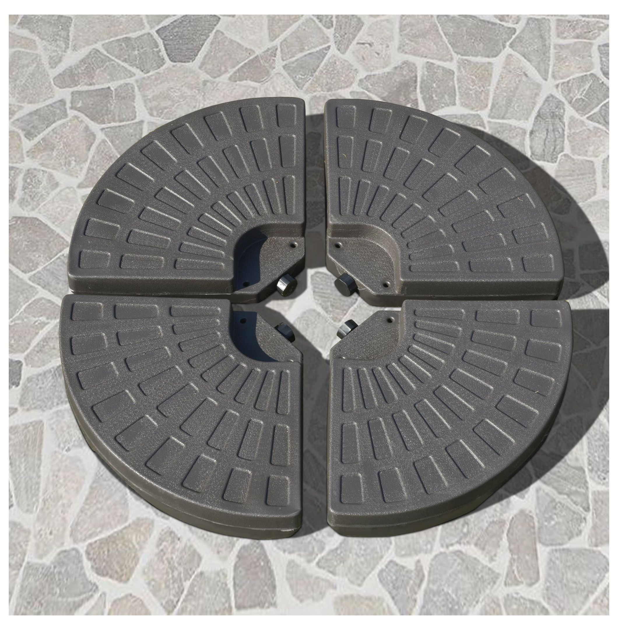 Cantilever Umbrella Base, 220lbs Patio Offset Umbrella Stand Weights with Handles, HDPE Weather-Resistant Fan Shaped Base for Backyard, Deck, Poolside - Coffee Brown