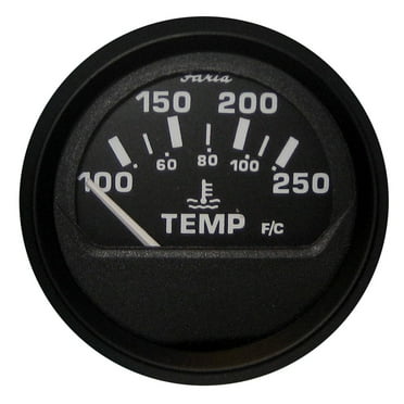 Faria Beede Euro Black 2" Water Temperature Gauge (100-250�F) - 2" - Hole Size: 2.0625" (53mm) 12812