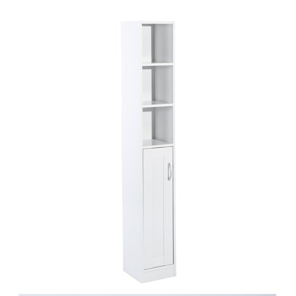 Homy Casa Floor Standing Tall Bathroom Bedroom Living Room Storage Cabinet with 6 Shelves,Wall Next to The Tub, with Door