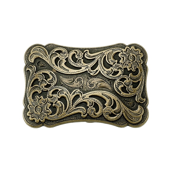 Belt Buckle Western Cowboy Belt Buckle Engraved Floral Buckle Fits Belt Strap for Jean Leather Belt Wedding