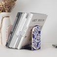 thumbnail image 4 of Pofeuu Blue And White Porcelain Pattern Print Large Bookend Hold Heavy Books- Wood Bookends for Heavy Books Heavy Duty Book Ends Wood Bookends for Office Desk Non-Skid, 4 of 7