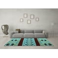 thumbnail image 3 of Ahgly Company Indoor Square Southwestern Light Blue Country Area Rugs, 7' Square, 3 of 4