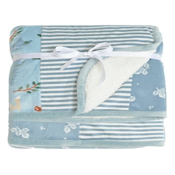 Modern Moments by Gerber Baby & Toddler Boy Patchwork Blanket with Sherpa, Blue Bears