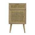 thumbnail image 3 of Keli 28 Inch Accent Cabinet, 1 Drawer, Pine, Woven Rattan Design, Natural, Saltoro Sherpi, 3 of 5