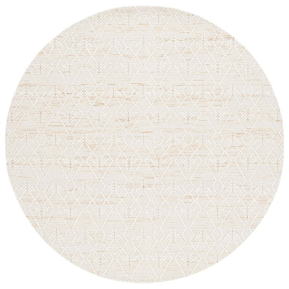 SAFAVIEH Marbella Helen Bordered Area Rug, Ivory/Brown, 6' x 6' Round