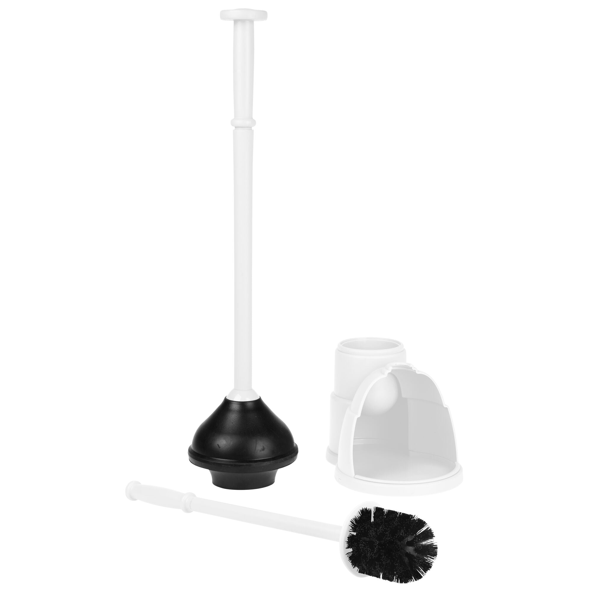 mDesign Hidden Plunger and Brush Set for Bathroom Toilet - White