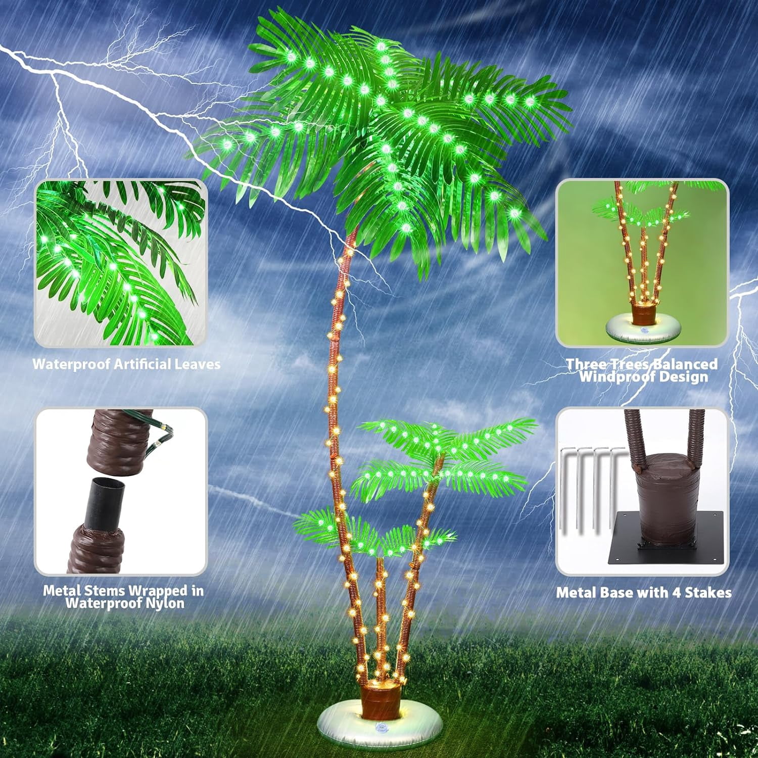 Oumilen 7ft LED Artificial Fake Palm Trees Lights for Decoration