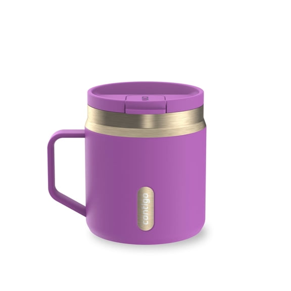 Contigo 14 oz SnapSeal Leak-Proof Stainless Steel Coffee Mug – Keeps Drinks Hot, Office & Home Friendly, Easy-Sip Lid, Purple/Champagne