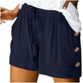 thumbnail image 2 of fatyb Summer Womens Casual Shorts Elastic High Waist Beach Shorts Drawstring Lounge Shorts with Pockets, 2 of 6