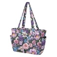 thumbnail image 2 of FORMRS Tote Bag for Women Quilted Large Capacity Travel Work Carry On Shoulder Handbag, Pink and Purple Flowers, 2 of 7