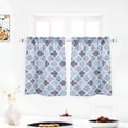 thumbnail image 3 of Volkmi 25CM 2Pcs Morocco Print Polyester Cotton Kitchen Tiers Room-Darkening Rod Pocket Small Window Curtain Set (Green gray), 3 of 4