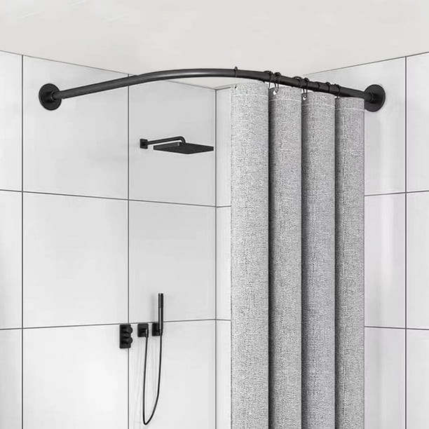 Corner Shower Curtain Rod, Shower Curtain Rod, Size 60"x60", Black