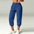 thumbnail image 5 of QIYAGBSA Women Capri Sweatpants Elastic Waist Cuffed Hem Side Pockets Casual Wear (Blue, XL), 5 of 8