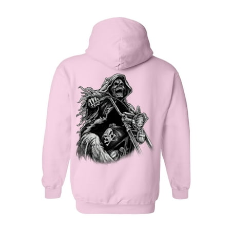 Men's/Unisex Zip-Up Hoodie OVERSIZED Biker Grim Reaper Skeleton