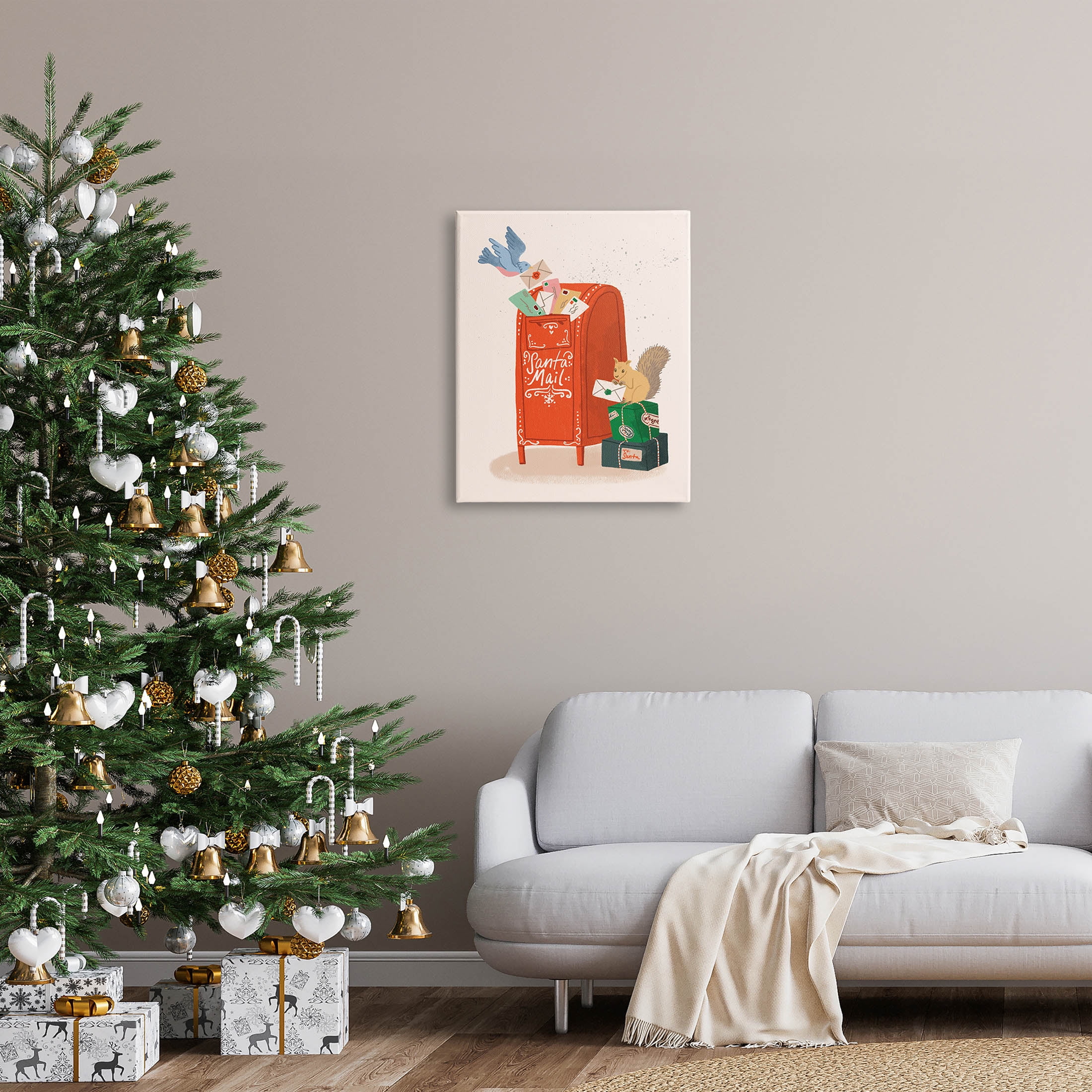 Santa's Mail Postal Letters Animals Holiday Graphic Art Gallery Wrapped Canvas Print Wall Art