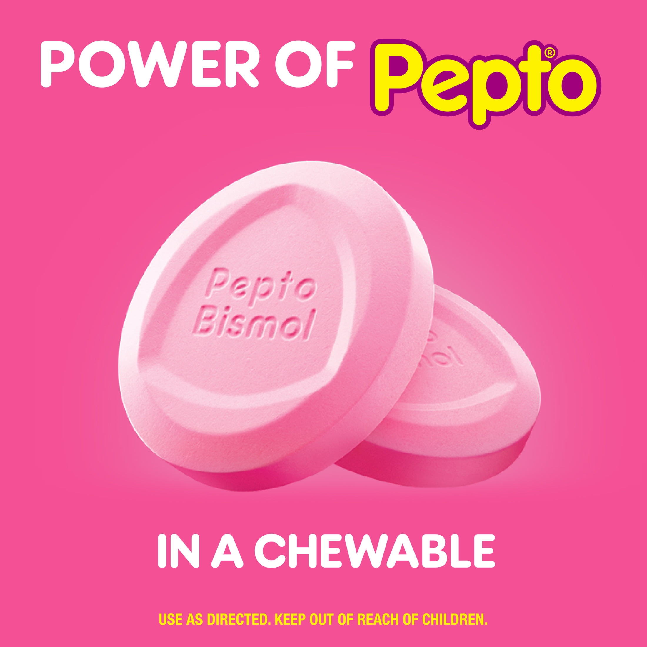 Pepto Bismol Chewable Tablets, Upset Stomach Relief, Anti Diarrheal, Cherry, 12 Count