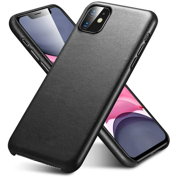 Premium Leather Case Compatible with IPhone 11 - Slim Full Leather Phone Case Supports Wireless Charging Scratch-Resistant Protective Case for IPhone 11 6.1" Black