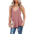 thumbnail image 3 of Women's Flowy V Neck Cami Shirts Summer Casual Tank Tops Loose Sleeveless T Shirts, 3 of 6