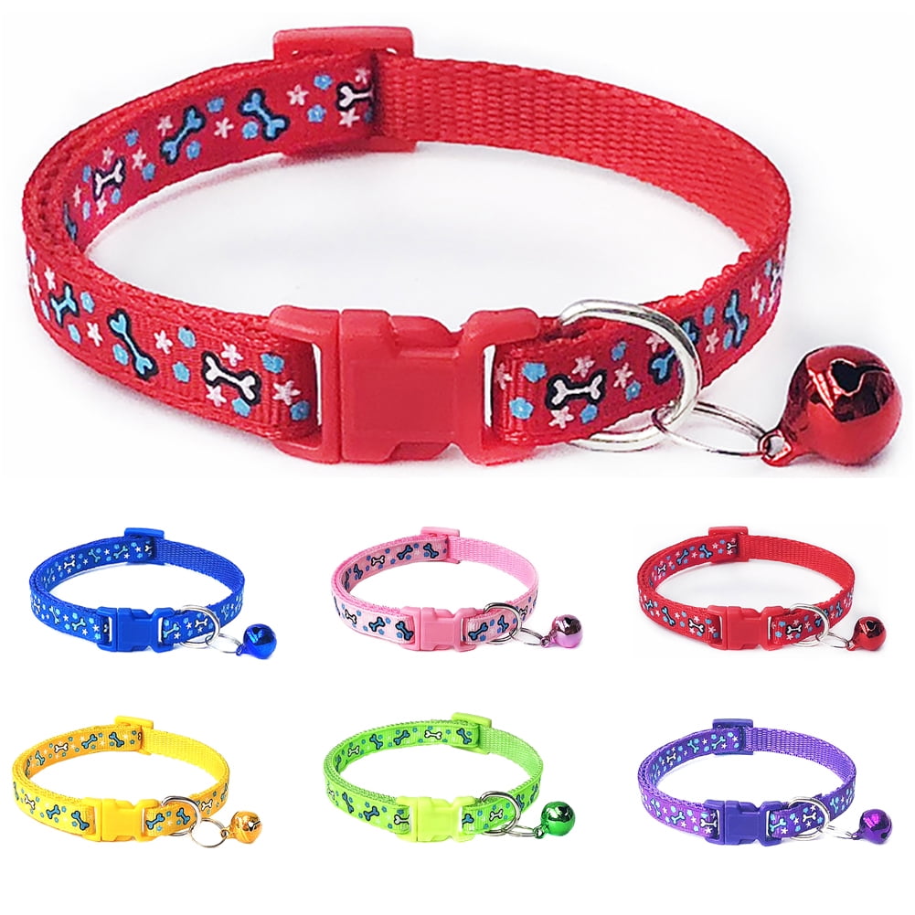 Walbest Puppy ID Collars with Bell Adjustable 1932cm, Soft Polyester