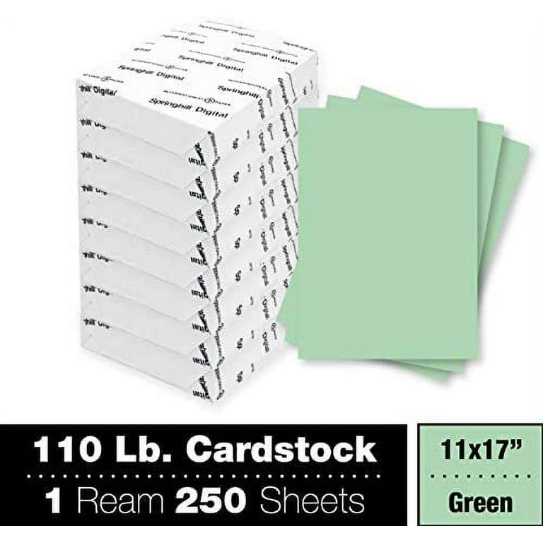 Springhill 11” x 17” Green Colored Cardstock Paper, 110lb, 199gsm, 250  Sheets (1 Ream) – Premium Heavy Cardstock, Printer Paper with Smooth Finish  for Cards, Flyers, Scrapbooking & More – 025320R 