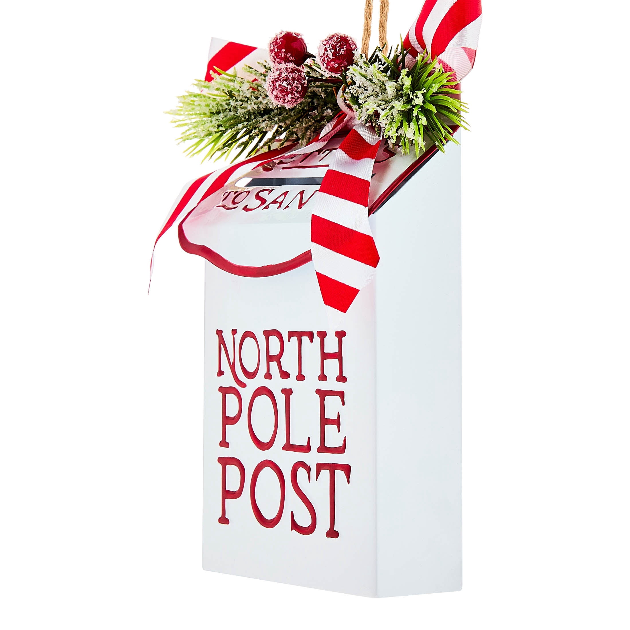 Multicolor Metal North Pole Post Mailbox Christmas Ornament, 6", by Holiday Time