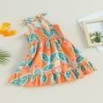 thumbnail image 2 of Robe de Princesse pour Petite Fille, Imprimé de Feuilles, Décontractée, Sans Manches, Ligne A, Robe de Fête, 2 of 7