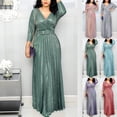 thumbnail image 6 of CENL Women Shiny Long Maxi Dress Cocktail Evening Party Pleated Hem Prom Ball Gown, 6 of 8