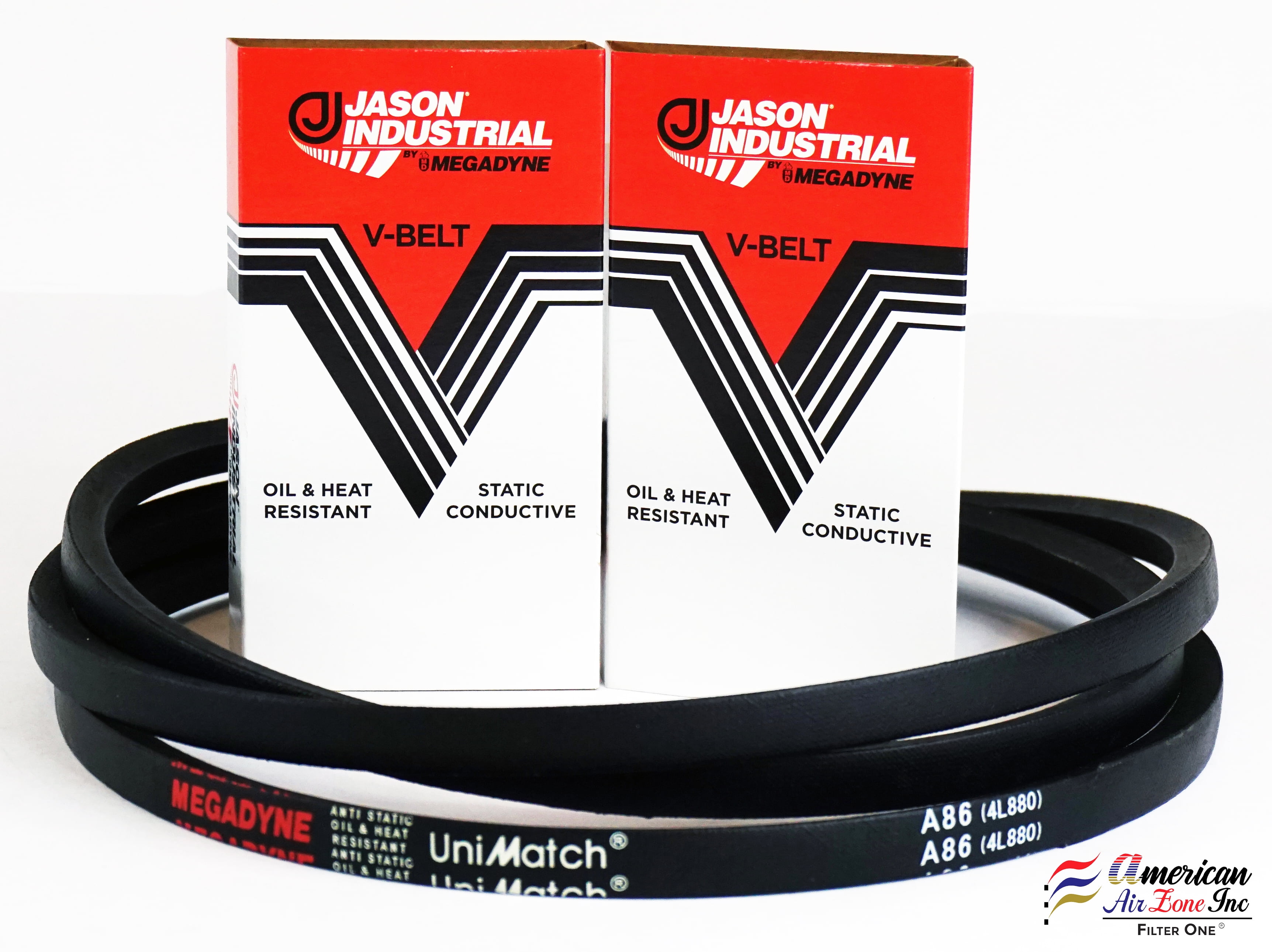 11/32 Thick Jason Industrial A86 4L880 V-Belt A/4L Section Natural Rubber/SBR/Polyester 1/2 Top Width 88 Outside Length 