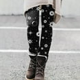 thumbnail image 2 of Leggings for Women Tummy Control Autumn Winter Christmas Pattern High Waist Floral Printed Women's Yoga Pants,Black,L, 2 of 5