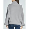 thumbnail image 4 of SSLR Oversized Sweaters for Women Turtleneck Sweater Drop Shoulder Knit Long Lantern Sleeve Pullover Sweater, 4 of 8