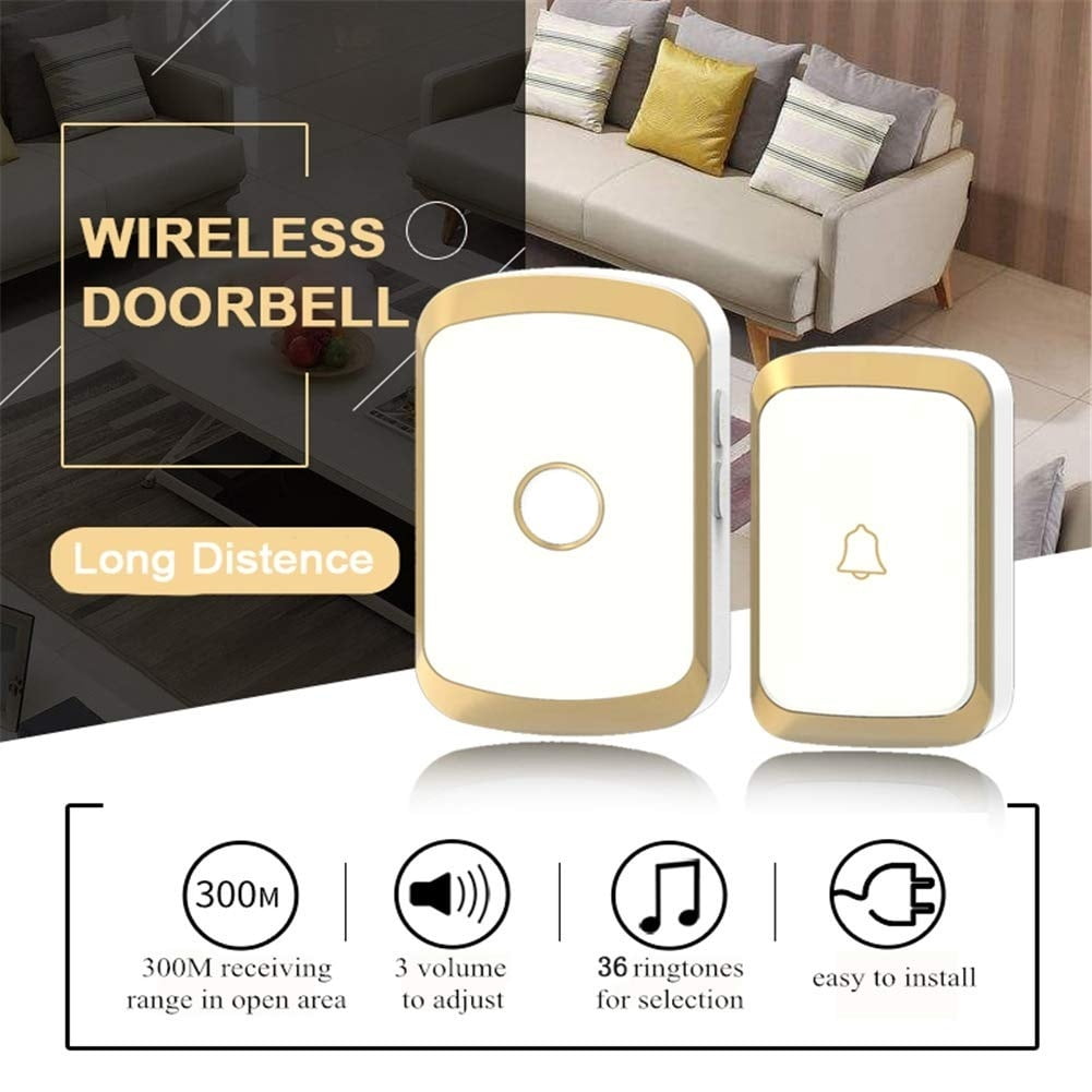 Wireless Doorbell Kit Home Security Waterproof AC 100240V 300M Range