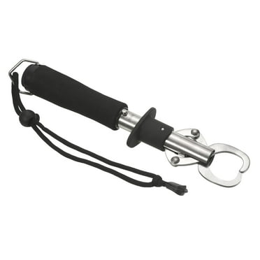 Uxcell Stainless Steel Fish Lip Grip with Scale Max 66 LB Fish Grip Grabber with Strap, Black