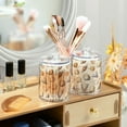thumbnail image 3 of Yayeee 2 Pack Qtip Holder Bathroom Cotton Swab Canister with Lid Clear Dispenser Set, Watercolor Seashells, 3 of 6