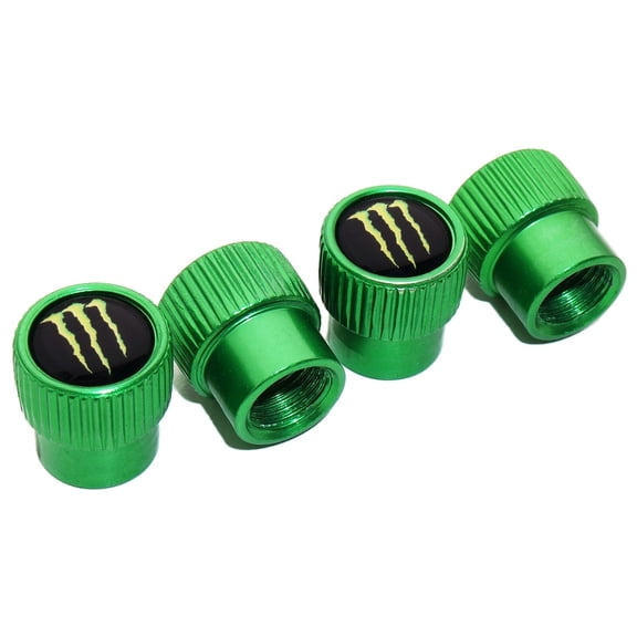 4pcs Universal Fit Monster Car Wheels Tire Air Valve Caps Stem Dust Cover Green