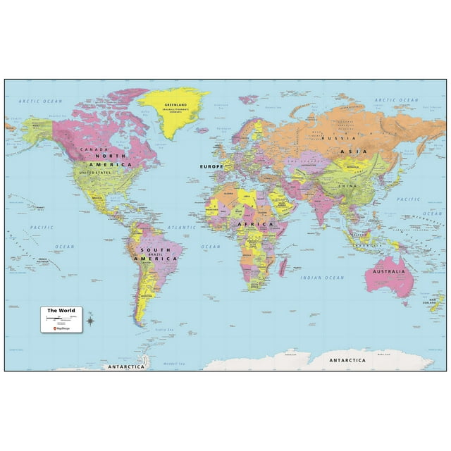 MapSherpa: World Political Wall Map - Extra Large - 60 x 40 inch Poster - Front Lamination