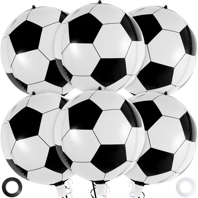 Globos de fútbol AIQINHU redondos metálicos de 22 cm, 6 unidades, para fiestas