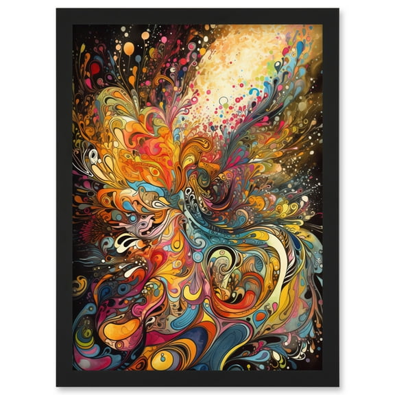 Vibrant Colour Sound Waves Music Artwork Artwork Framed Wall Art Print A4