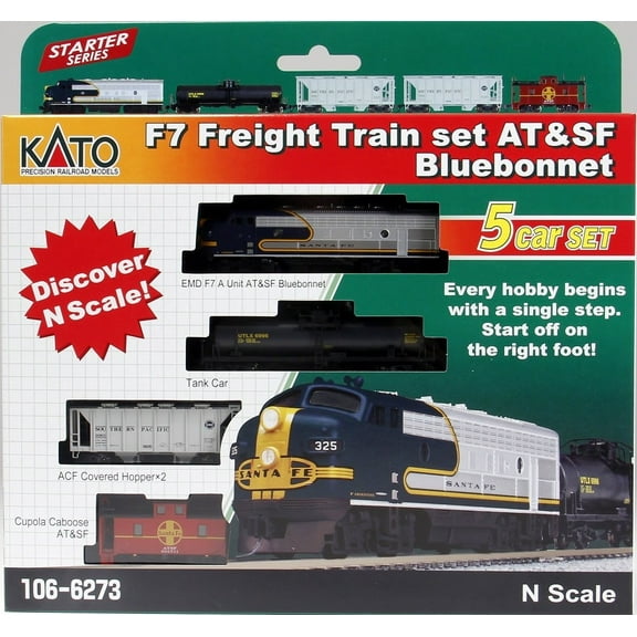 N F7 Freight Train Set Santa Fe Bluebonnet 5-Unit Set