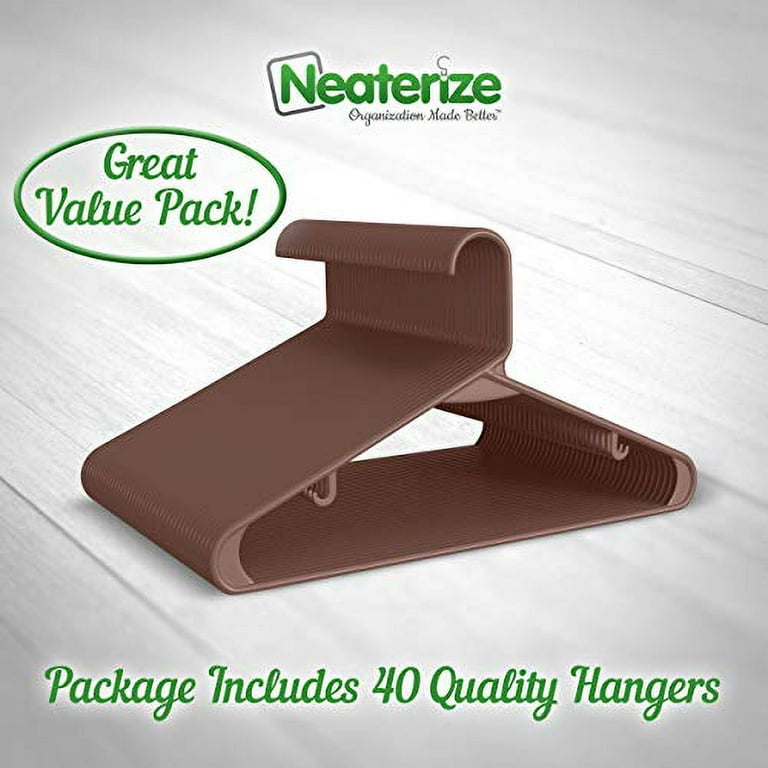NEATERIZE Plastic Clothes Hangers (20 40 60 100 Packs) Heavy Duty Durable Coat and Clothes Hangers | Vibrant Color Hangers | Lightweight Space Saving