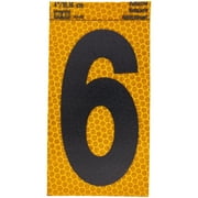 (2 pack) HY-KO 4 Yellow Self-Adhesive Reflective Number 6