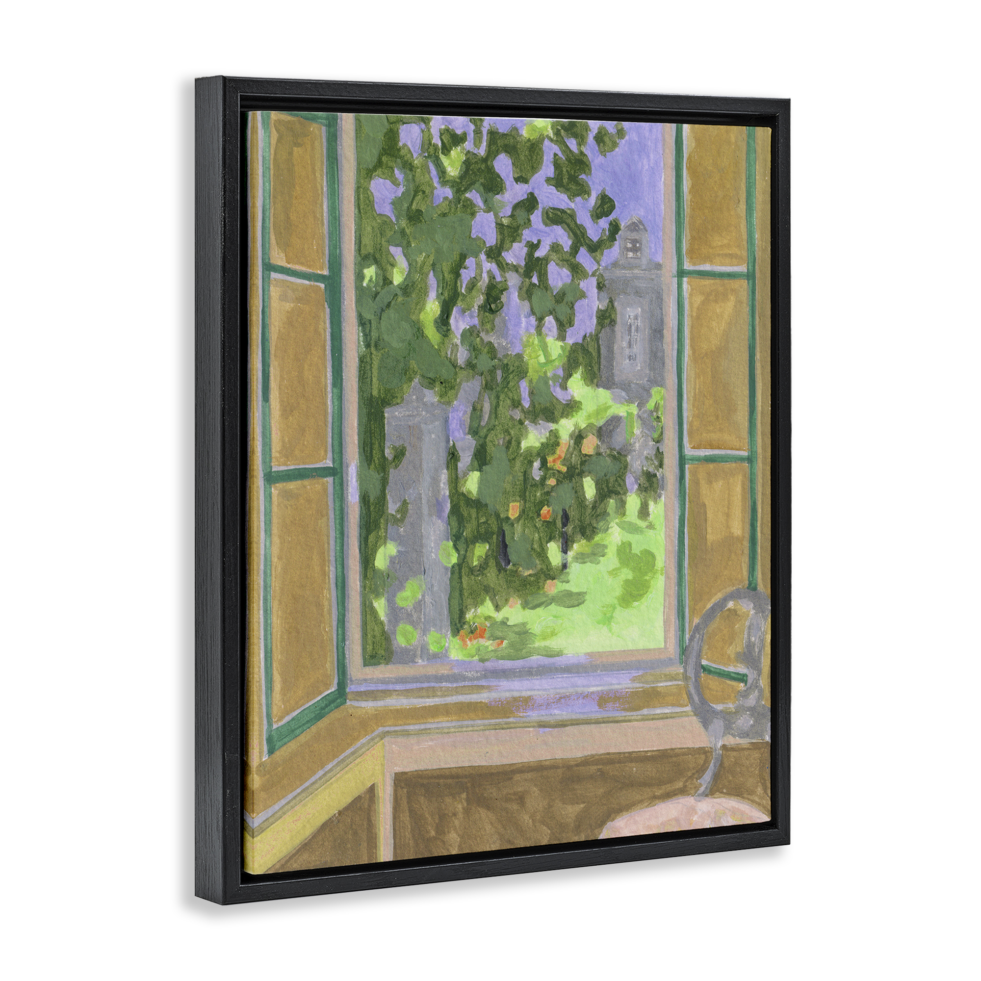 Seat For Spring Expression Black Framed Floater Canvas Wall Art, design by Melissa Wang