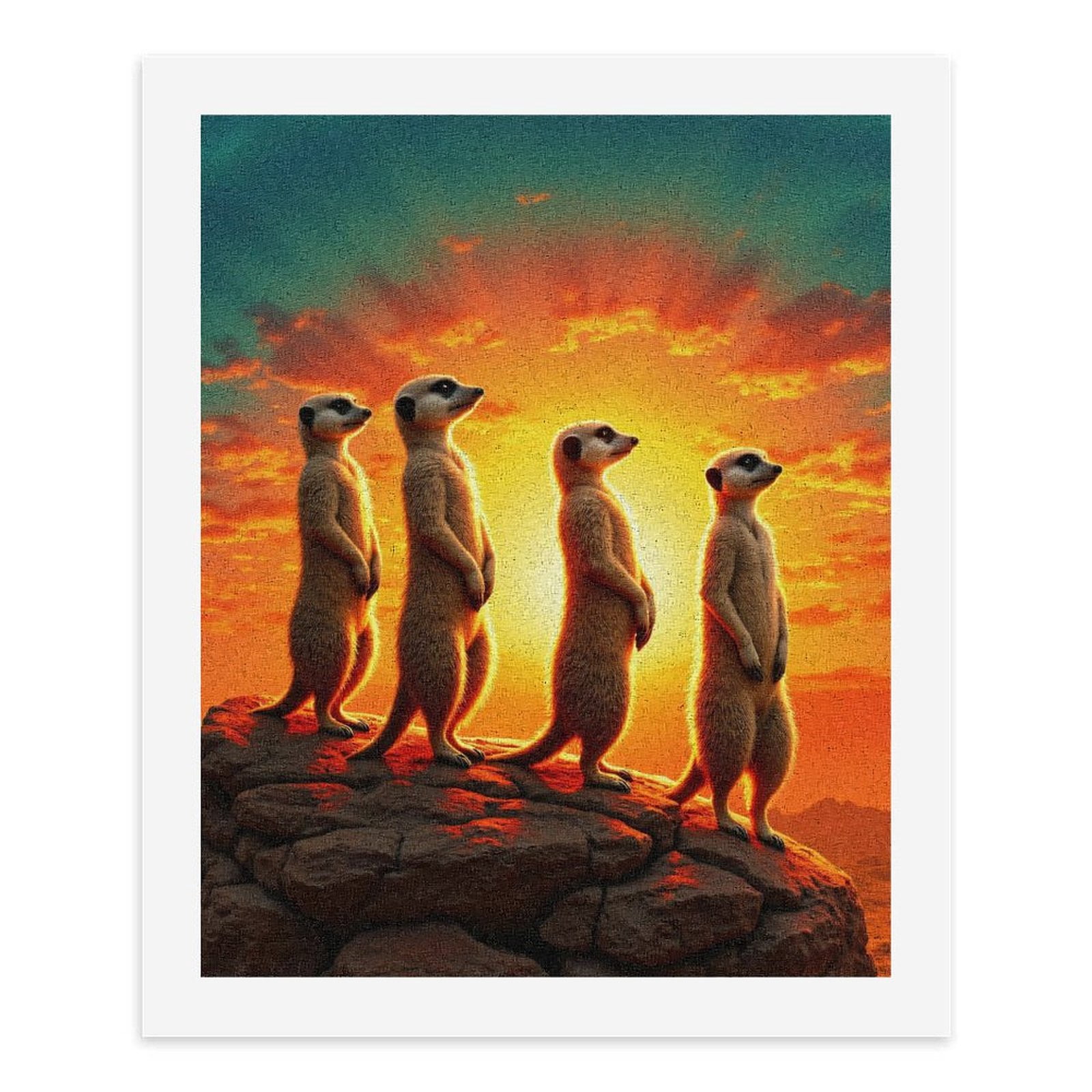 Paint By Numbers Kit for Adults Beginner - Meerkats Sunset Rock Formation DIY Canvas Painting Kits for Adults, Frameless Paint By Number for Adults for Home Wall Decor 16x20 Inch