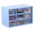 thumbnail image 1 of Mini Storage Drawers, Plastic Desktop Teacher Desk with 9 Drawers, Blue, 1 of 7