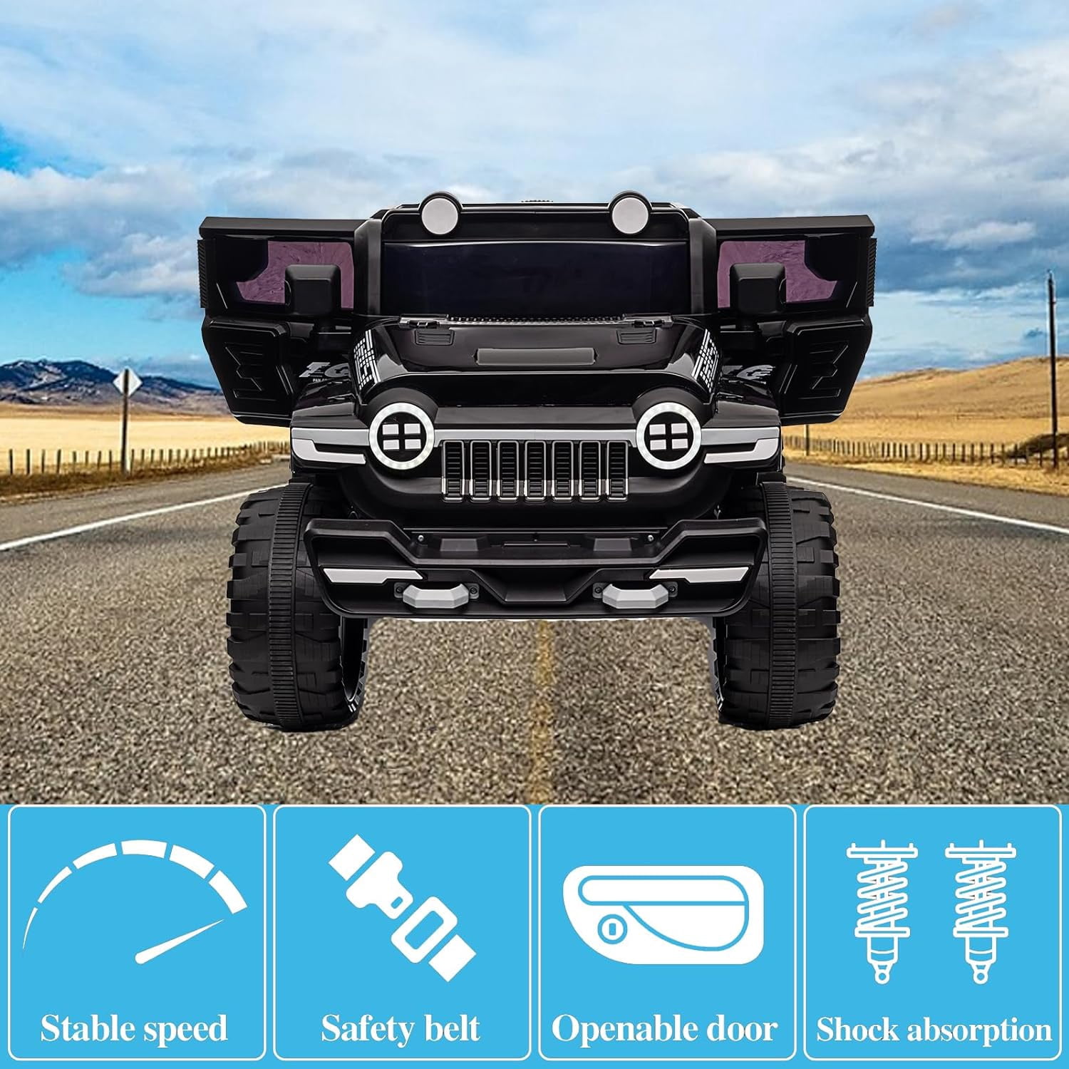 Yesfashion 12V Ride on Car Off-Road Electric SUV Ride on Toy 25W*2 Battery Powered Ride on Toy Vehicle with Remote Control MP3 LED Lights Off-Road Tires