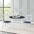 thumbnail image 3 of 42" Round Solid Wood Dual Drop Leaf Table with 2 Chairs in White/Heather Gray, 3 of 6