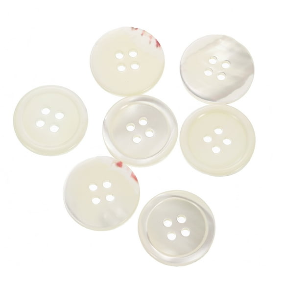 7Pcs Shell Buttons, 4 Hole Mother of Pearl Button 20mm Sewing Buttons, White