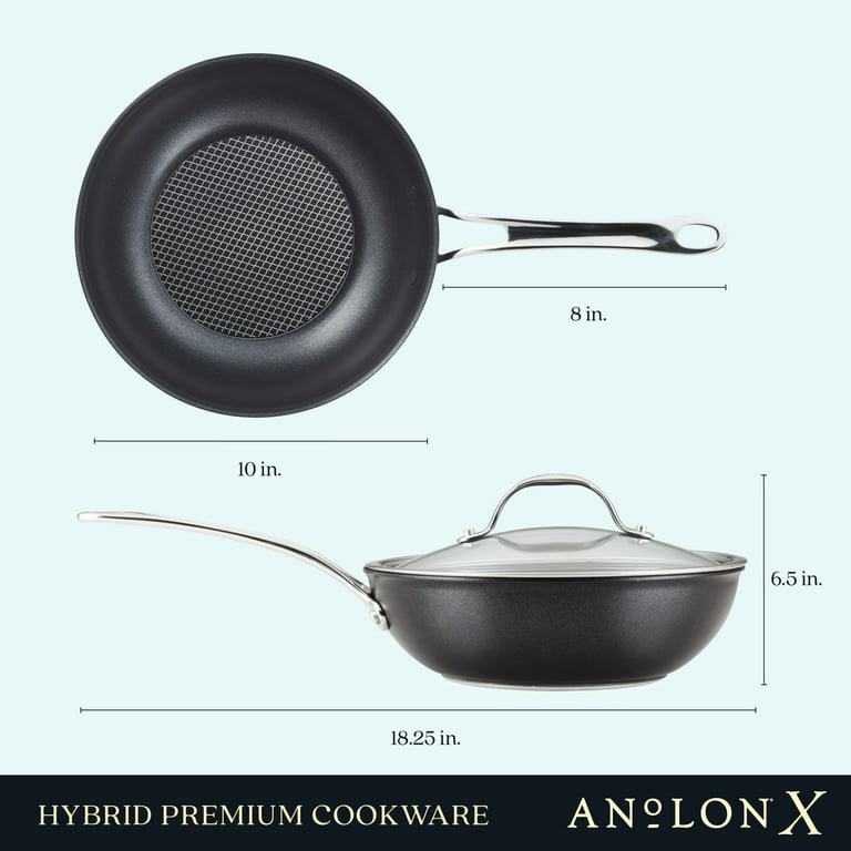 AnolonX Hybrid Nonstick Wok with Lid, 10